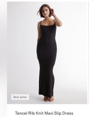 NWT Quince Black Spaghetti-Strap Maxi Dress